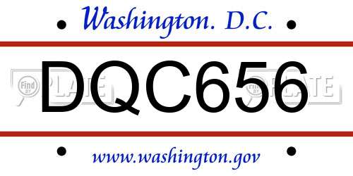 DQC656 District Of Columbia License Plate