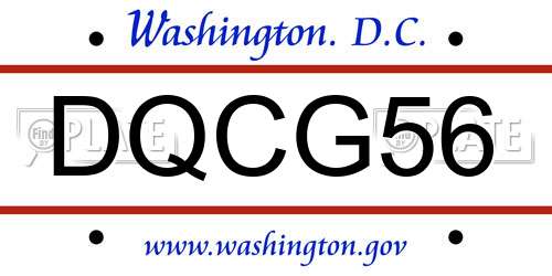 DQCG56 District Of Columbia License Plate