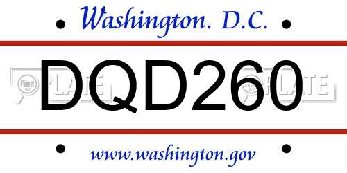 DQD260 District Of Columbia License Plate