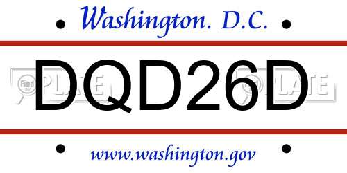 DQD26D District Of Columbia License Plate