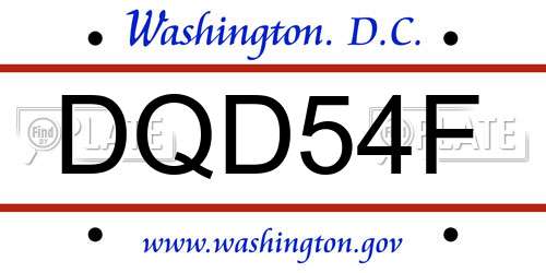 DQD54F District Of Columbia License Plate