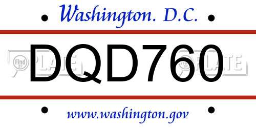 DQD760 District Of Columbia License Plate