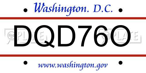 DQD76O District Of Columbia License Plate