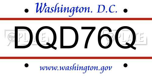 DQD76Q District Of Columbia License Plate