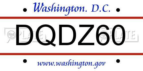 DQDZ60 District Of Columbia License Plate