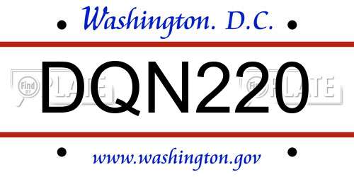 DQN220 District Of Columbia License Plate