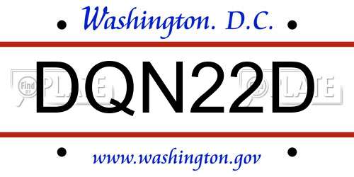 DQN22D District Of Columbia License Plate