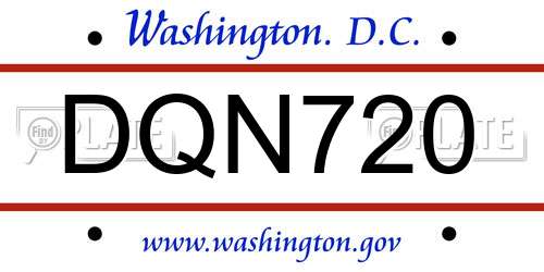 DQN720 District Of Columbia License Plate