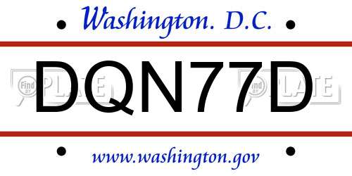 DQN77D District Of Columbia License Plate