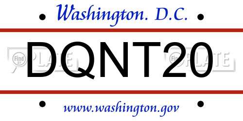 DQNT20 District Of Columbia License Plate
