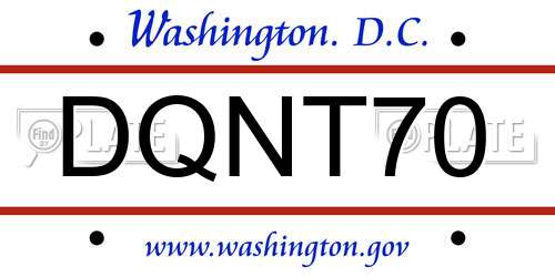 DQNT70 District Of Columbia License Plate