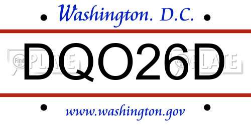 DQO26D District Of Columbia License Plate