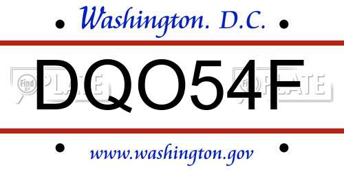 DQO54F District Of Columbia License Plate