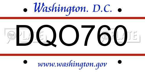 DQO760 District Of Columbia License Plate