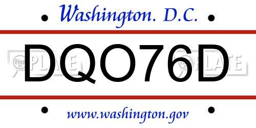 DQO76D District Of Columbia License Plate