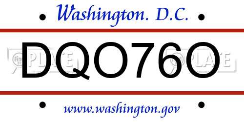 DQO76O District Of Columbia License Plate