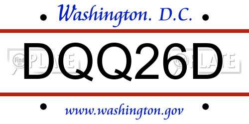 DQQ26D District Of Columbia License Plate