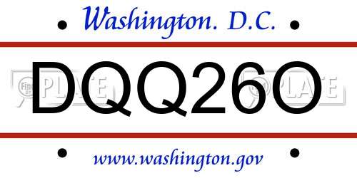 DQQ26O District Of Columbia License Plate