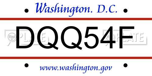 DQQ54F District Of Columbia License Plate