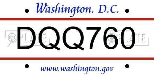 DQQ760 District Of Columbia License Plate