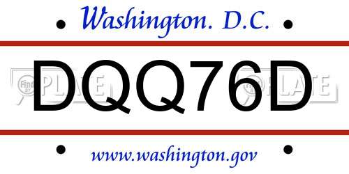 DQQ76D District Of Columbia License Plate