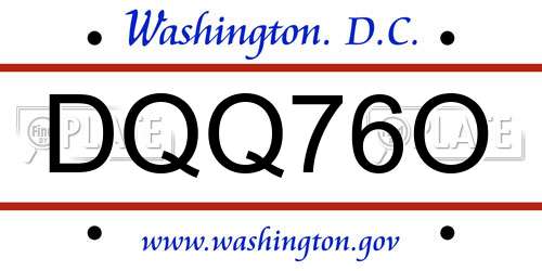 DQQ76O District Of Columbia License Plate