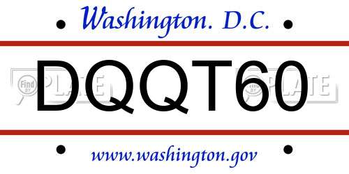 DQQT60 District Of Columbia License Plate