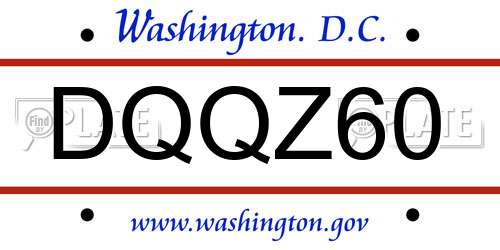 DQQZ60 District Of Columbia License Plate