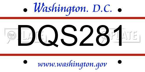 DQS281 District Of Columbia License Plate