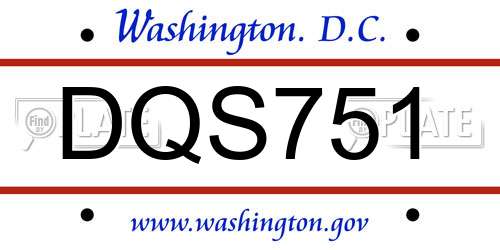 DQS751 District Of Columbia License Plate