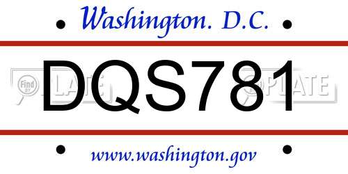 DQS781 District Of Columbia License Plate