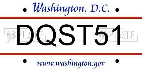 DQST51 District Of Columbia License Plate