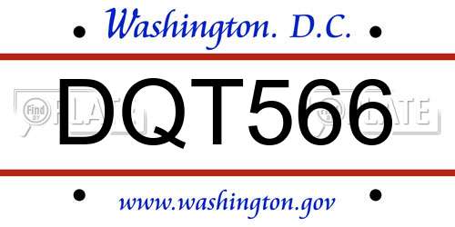 DQT566 District Of Columbia License Plate