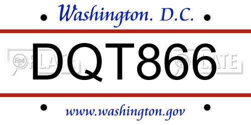 DQT866 District Of Columbia License Plate