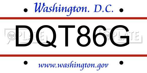 DQT86G District Of Columbia License Plate