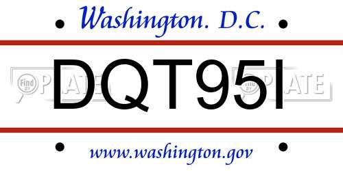DQT95I District Of Columbia License Plate