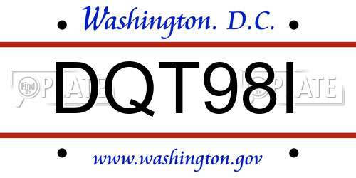 DQT98I District Of Columbia License Plate