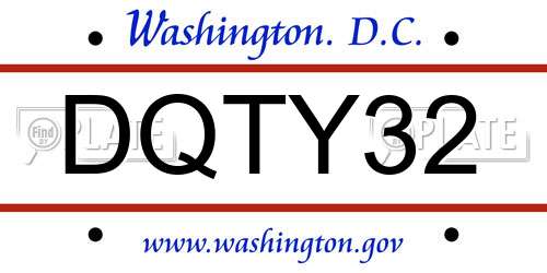 DQTY32 District Of Columbia License Plate