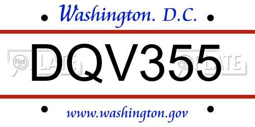 DQV355 District Of Columbia License Plate