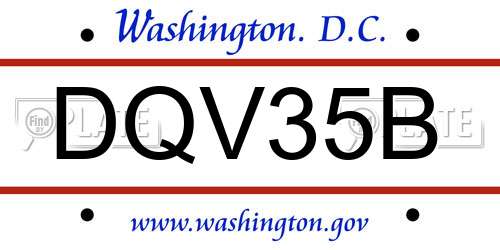 DQV35B District Of Columbia License Plate