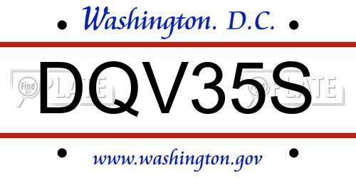 DQV35S District Of Columbia License Plate