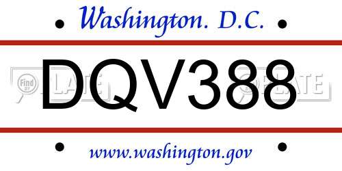 DQV388 District Of Columbia License Plate