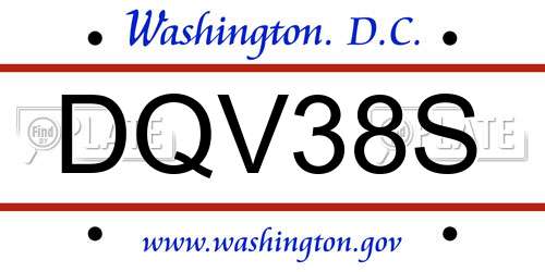 DQV38S District Of Columbia License Plate