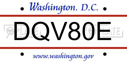 DQV80E District Of Columbia License Plate