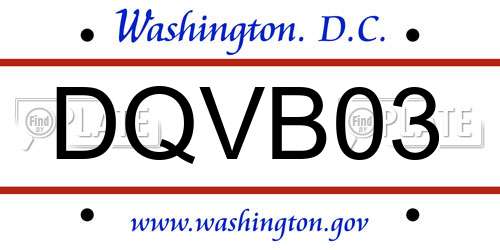 DQVB03 District Of Columbia License Plate