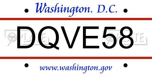 DQVE58 District Of Columbia License Plate