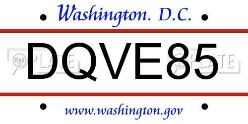 DQVE85 District Of Columbia License Plate