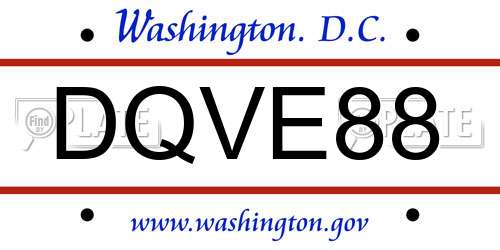 DQVE88 District Of Columbia License Plate