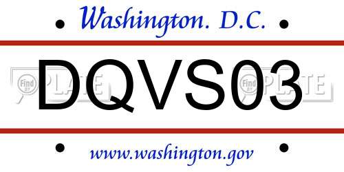 DQVS03 District Of Columbia License Plate