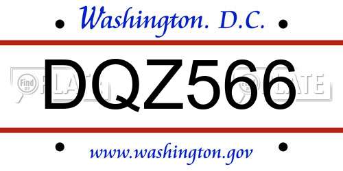 DQZ566 District Of Columbia License Plate